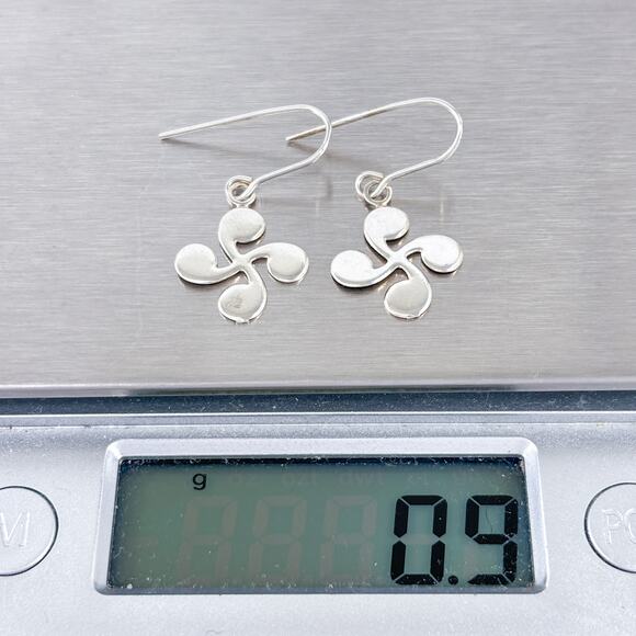 Vintage Sterling Silver 925 Basque Cross Lauburu Dangle Earrings - Picture 7 of 7